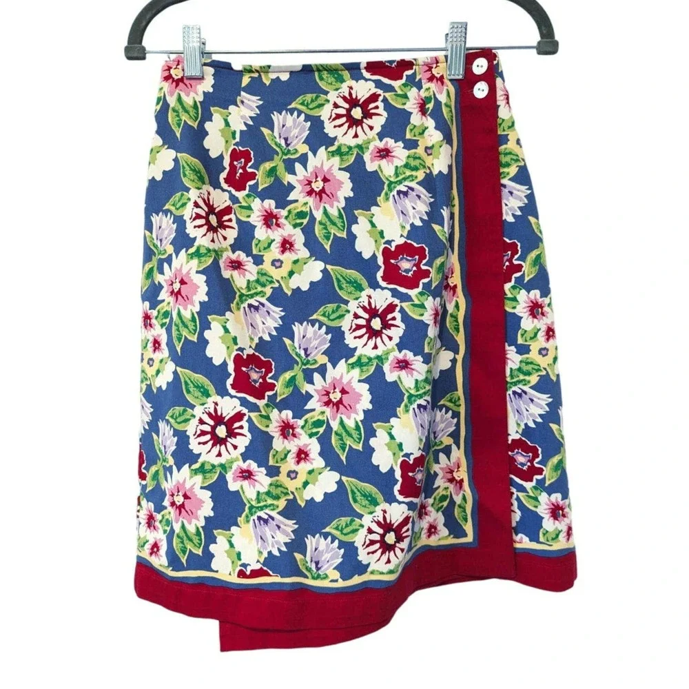 Vintage Talbots Floral Summer Wrap Skirt A Line - Picture 1 of 8